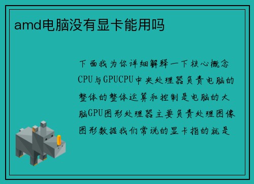 amd电脑没有显卡能用吗